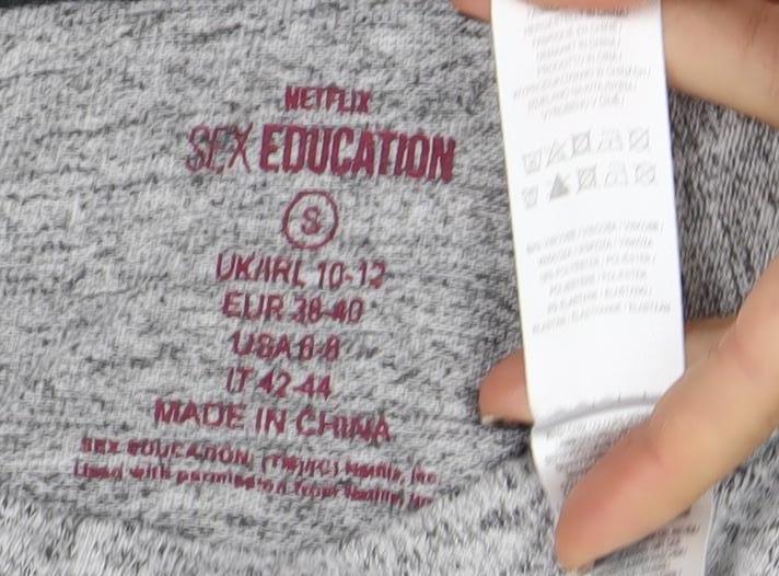 Womens UK Size S Sex Education Grey Cropped T-Shirt