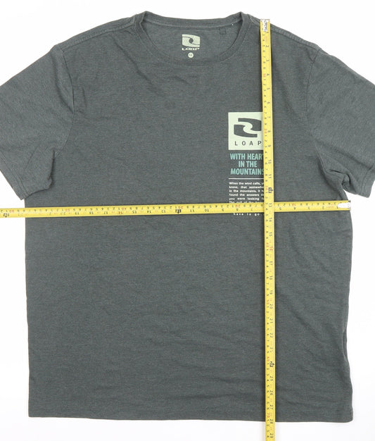 LOAP Men's Grey 2XL Graphic Outdoor Crew Neck Short Sleeve T-Shirt