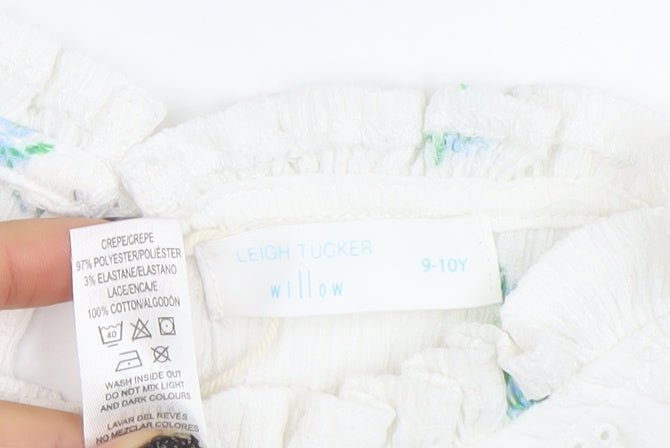 Girls UK Size 9-10 Years Leigh Tucker Willow White Basic Blouse
