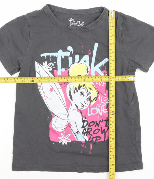 Girls UK Size 10-11 Years Disney Black Graphic Print T-Shirt
