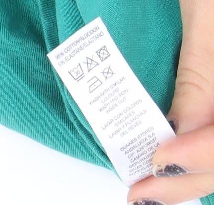 Womens UK Size 10 SAVIOM Green Basic Blouse