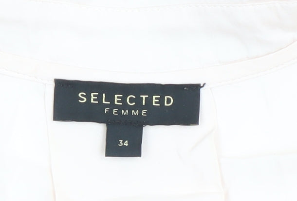 Womens UK Size 6 Selected Femme Ivory Basic Button-Up