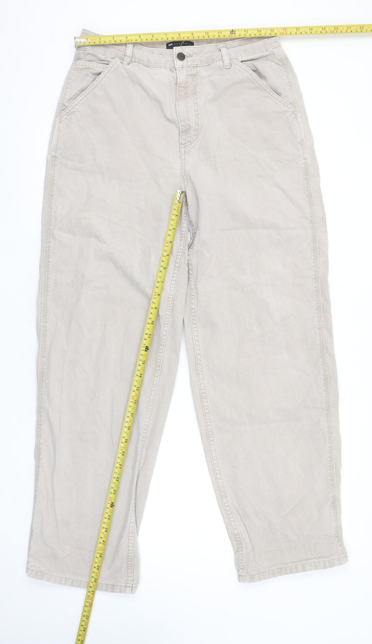 Womens UK Size 12 ASOS DESIGN Regular Fit Straight Beige Jeans