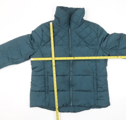 Old Navy Women's Green Puffer Jacket L Quilted Mid-Length Winter Coat