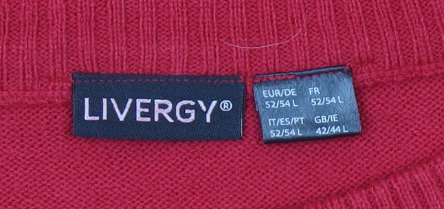 Livergy Men's Red Christmas Graphic Pullover Jumper Size L