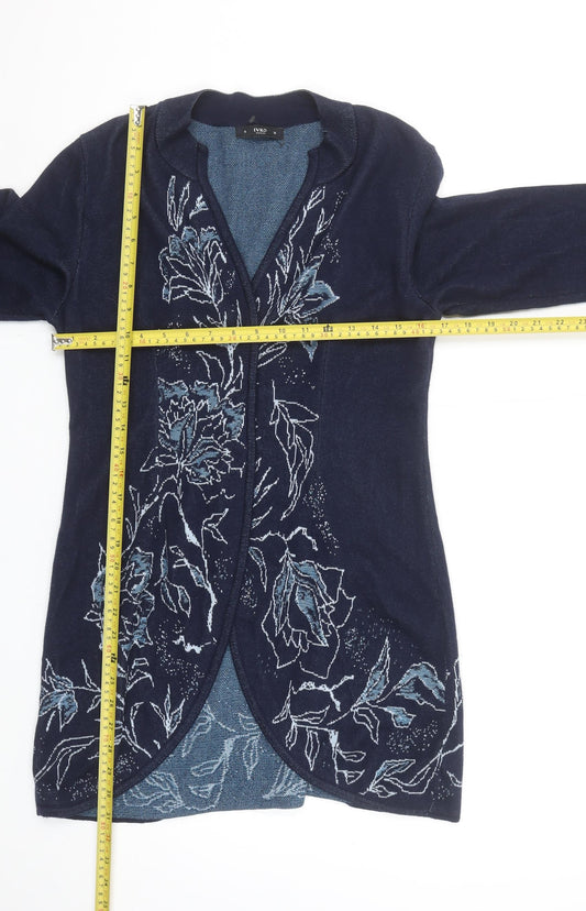 Womens UK Size 8 IVKO Blue Cardigan Jumper