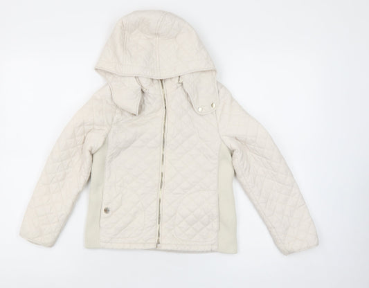 Girls UK Size 7 Years Massimo Dutti Ivory Quilted Coat