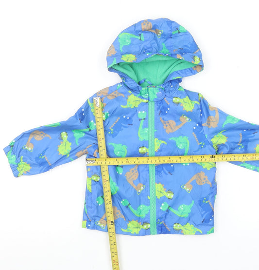 Mothercare Blue Dinosaur Hooded Rain Coat Jacket 12-18 Months Unisex