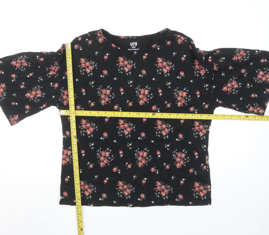 Womens UK Size S Uniqlo Black Basic T-Shirt
