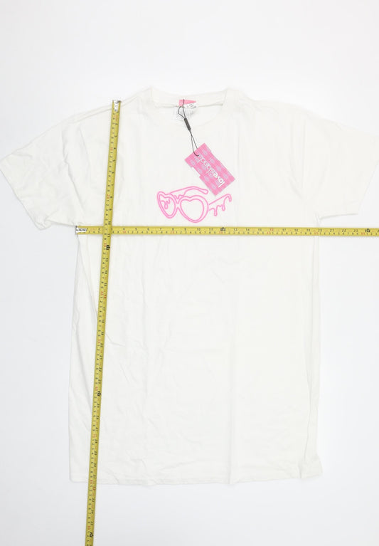 I Saw It First Women White Love Island Cotton T-Shirt Size S