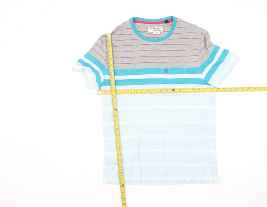 Original Penguin Men's Multicoloured Striped T-Shirt M Crew Neck Cotton