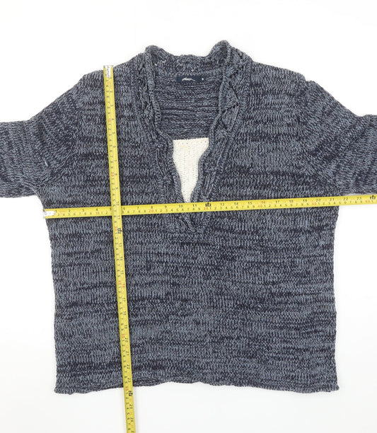 Dash Women's Blue Chunky Knit V-Neck Jumper Size 16