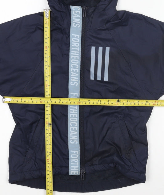 Adidas Boys Navy Blue 4-5 Years Windbreaker Hooded Active Jacket