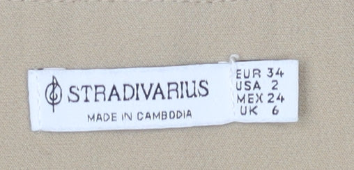 Stradivarius Women Beige Slim Fit Straight Trousers UK 6