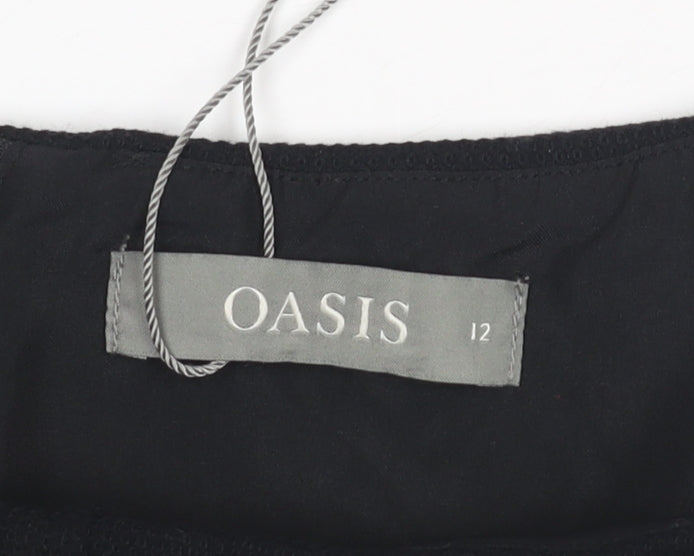 Oasis Women Black Size 12 Sleeveless Sheath Knee Length Dress