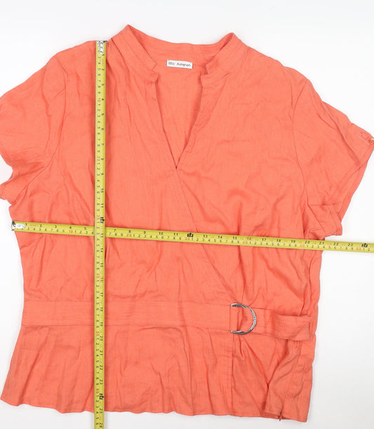 Womens UK Size 12 Marks and Spencer Orange Wrap Blouse