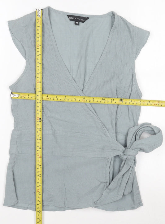 Great Plains Womens Green 100% Cotton Wrap Blouse Medium