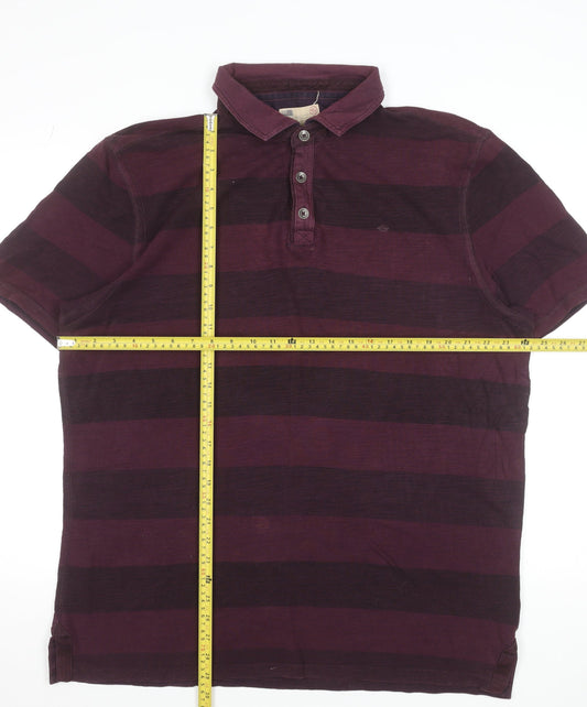 Kurt & Coast Men's Purple Striped Cotton Polo Shirt XL Tailored Fit