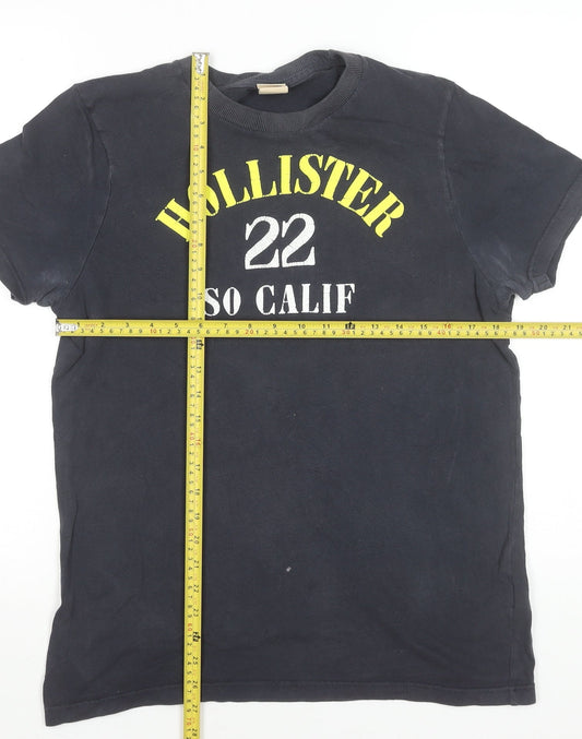 Hollister Men’s Black Graphic Crew Neck Cotton T-Shirt Size M