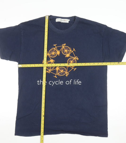 Philosophy Football Men's Blue Cotton Graphic Cycle of Life T-Shirt Size L
