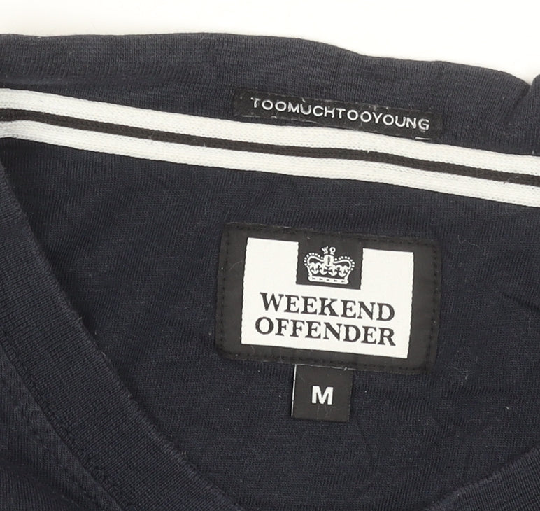 Weekend Offender Men's Navy Blue Cotton Crew Neck T-Shirt M