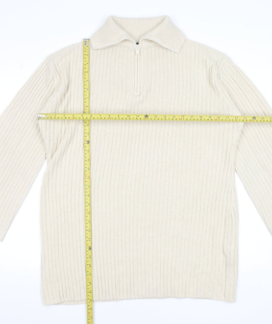 Womens UK Size 12 Threadbare Beige Half Zip Jumper