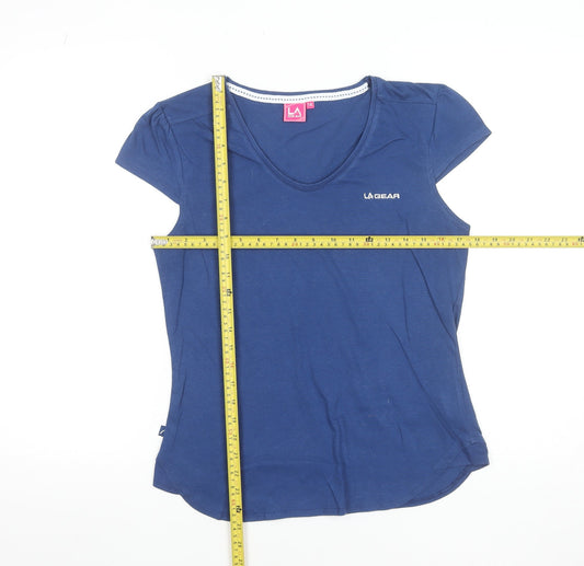 LA Gear Women's Blue V-Neck Short Sleeve T-Shirt Size 14