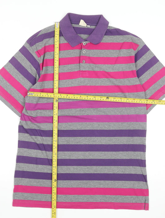Cotton Traders Mens Multicoloured Striped Polo Shirt Size M