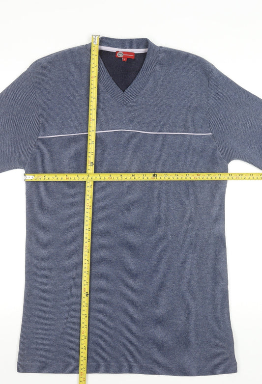 Whispering Smith Men's Blue V-Neck Short Sleeve Knit T-Shirt Size L