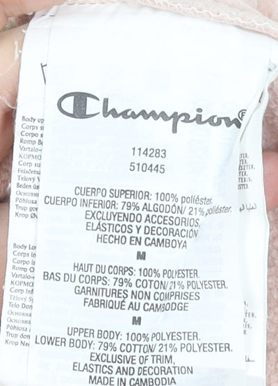 Champion Women's Beige & Pink Pullover Hoodie Size M Colourblock