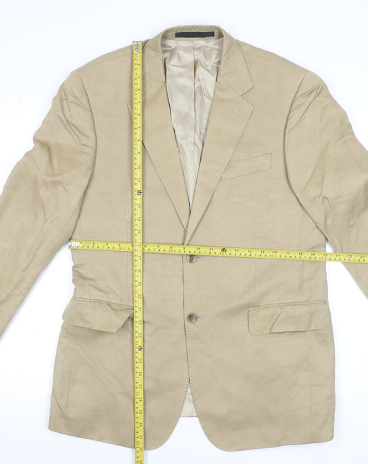 Marks and Spencer Men's Beige 40 Chest Silk Linen Blazer Jacket
