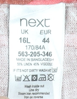 Next Women’s Coral Floral Linen Blend Cropped Trousers Size 16L