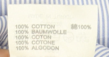 Aquascutum Men’s Blue Striped Two-Fold Cotton Formal Dress Shirt 15.5R