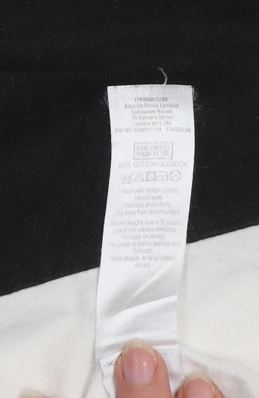 Topman Men's Black & White Colourblock T-Shirt XL Cotton Crew Neck