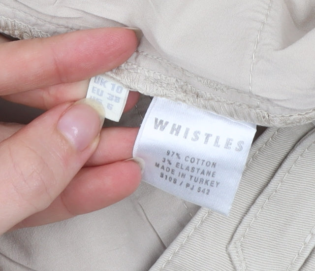 Whistles Women Beige Chino Trousers UK 10 Cotton Blend Stretch