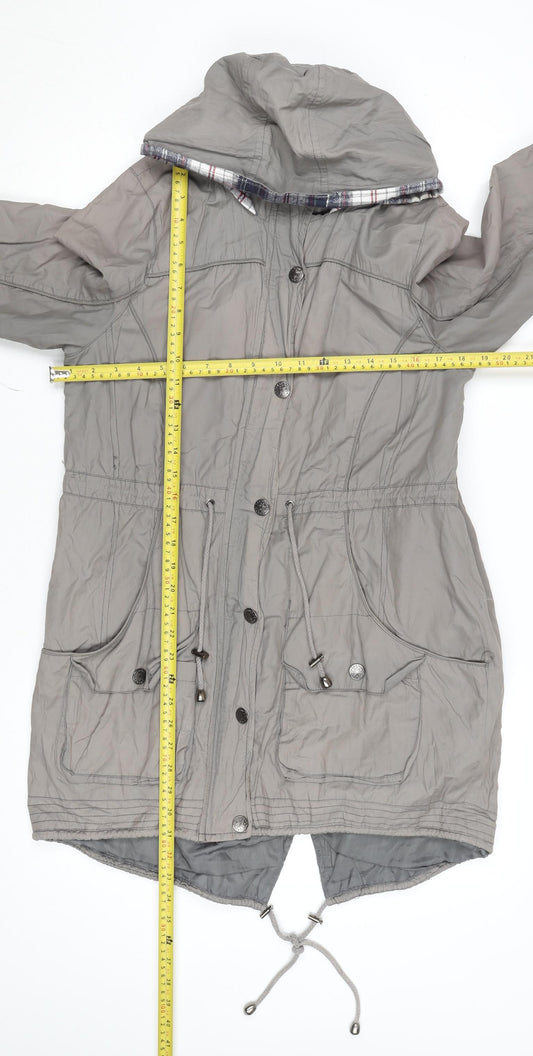 Mantaray Women’s Grey Hooded Parka Coat Size 14 Drawstring Long
