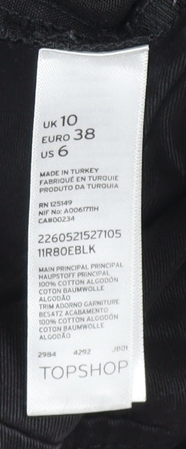 Womens UK Size 10 Topshop Black Parka Coat