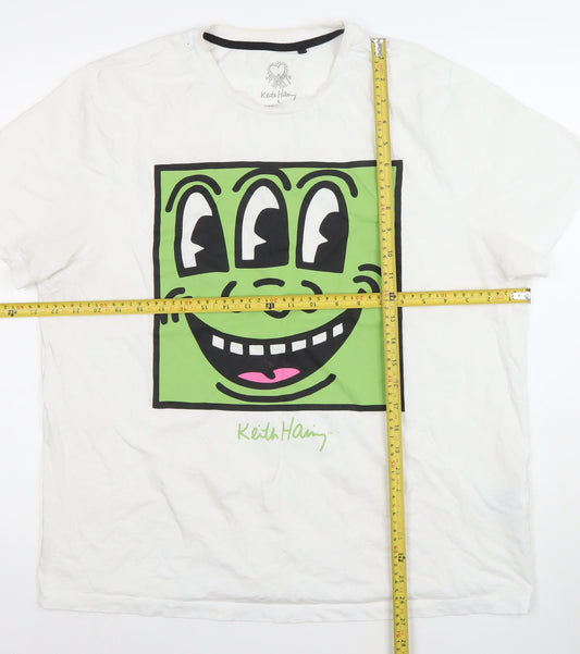 Keith Haring Men's White Art Graphic Print Cotton T-Shirt Size L
