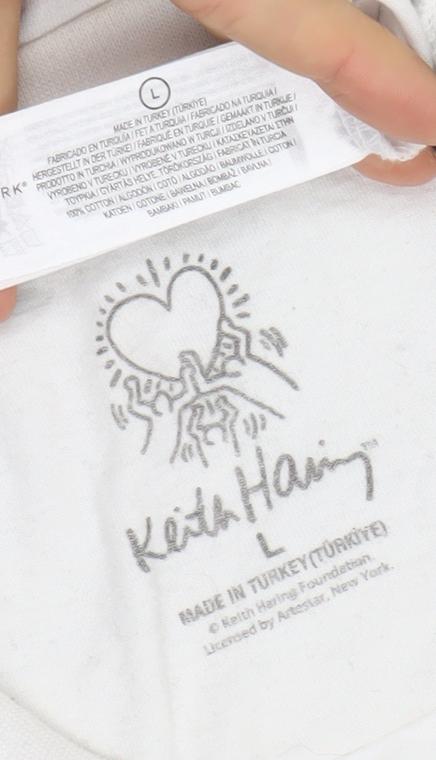 Keith Haring Men's White Art Graphic Print Cotton T-Shirt Size L