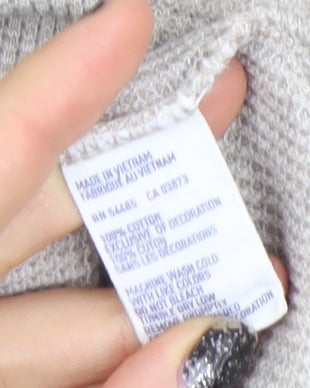 American Eagle Men’s Beige Striped Waffle Knit Cotton Jumper L