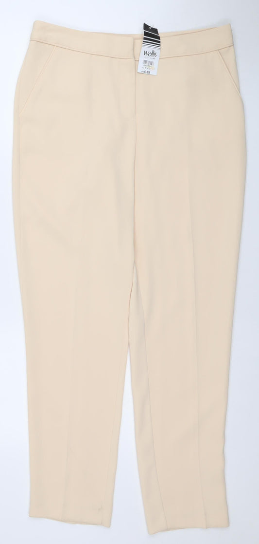 Womens UK Size 12 Wallis Slim Fit BusinessCasualFormalWorkwear Beige Trousers