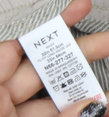 Next Men Beige Linen Blend Chino Trousers 32L Regular Fit