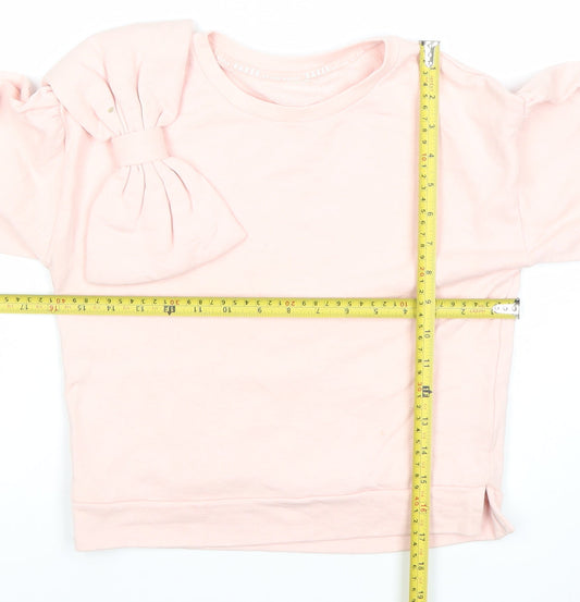 Ted Baker Girls Pink Bow Logo Sweatshirt 8 Years Pullover Cotton
