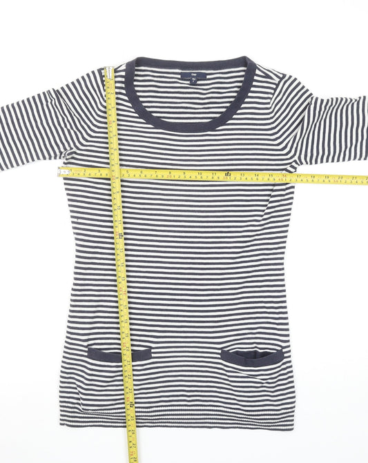 Gap Womens Navy Striped Long Sleeve Jersey Top Size S Cotton Blend