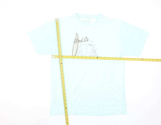 Used.Co Men's Blue Graphic Surf Beach Car Cotton T-Shirt Size M