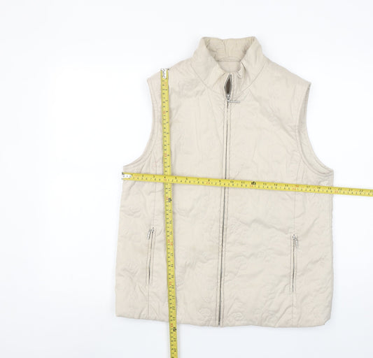 Dash Women Beige Quilted Sleeveless Waistcoat Size 14
