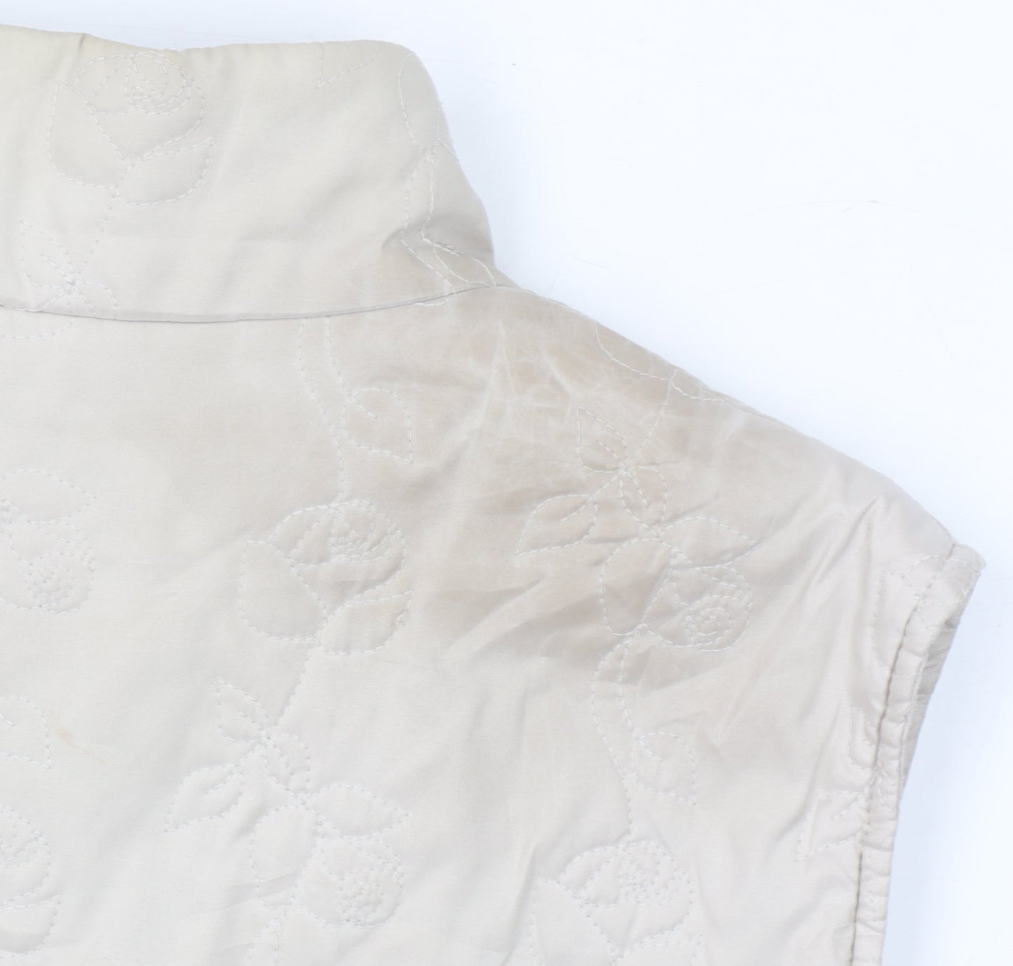 Dash Women Beige Quilted Sleeveless Waistcoat Size 14