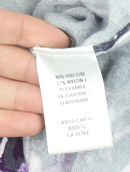 Jacques Vert Women's Purple Floral 3/4 Sleeve Top Size L