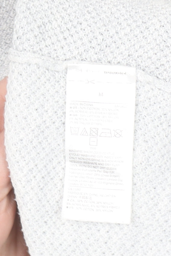 GAP Women's Grey V-Neck Knit Jumper Medium Long Sleeve