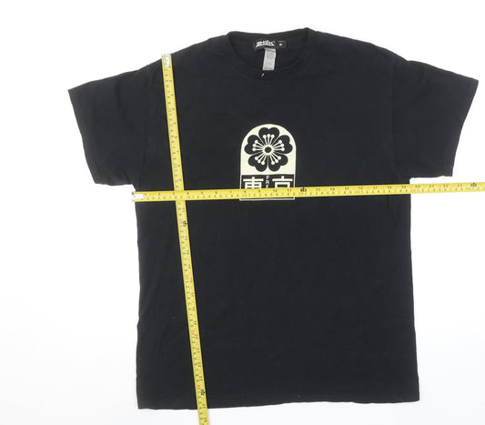 Shok Men's Black Tokyo Graphic Print Cotton T-Shirt Size M